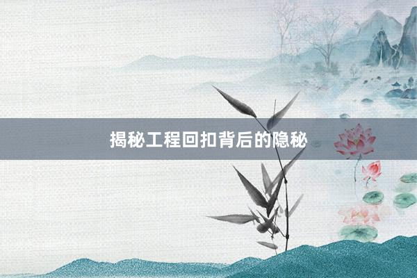揭秘工程回扣背后的隐秘