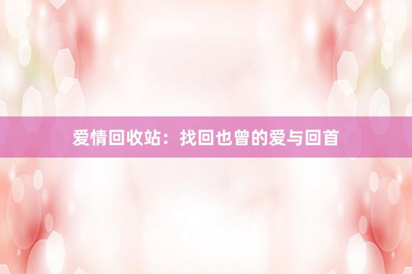 爱情回收站：找回也曾的爱与回首